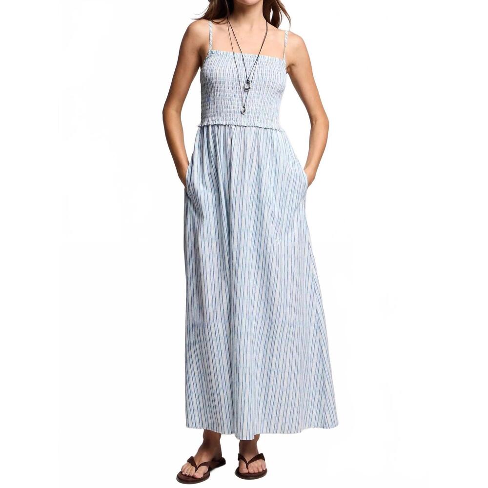 NEW VELVET BY GRAHAM & SPENCER senara watercolor stripe smocked maxi dress in sk - Picture 1 of 7